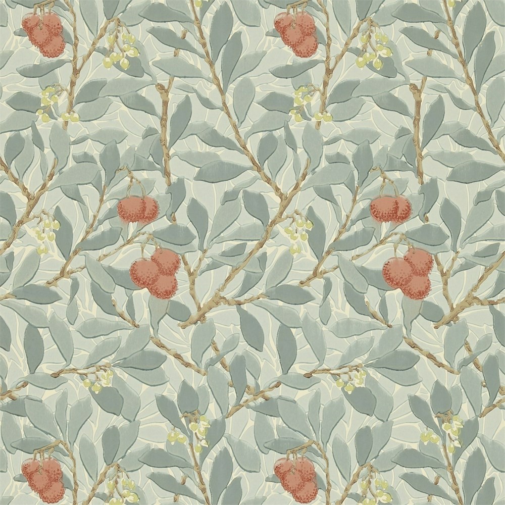 Arbutus Wallpaper 210407 by Morris & Co in Blue Pink